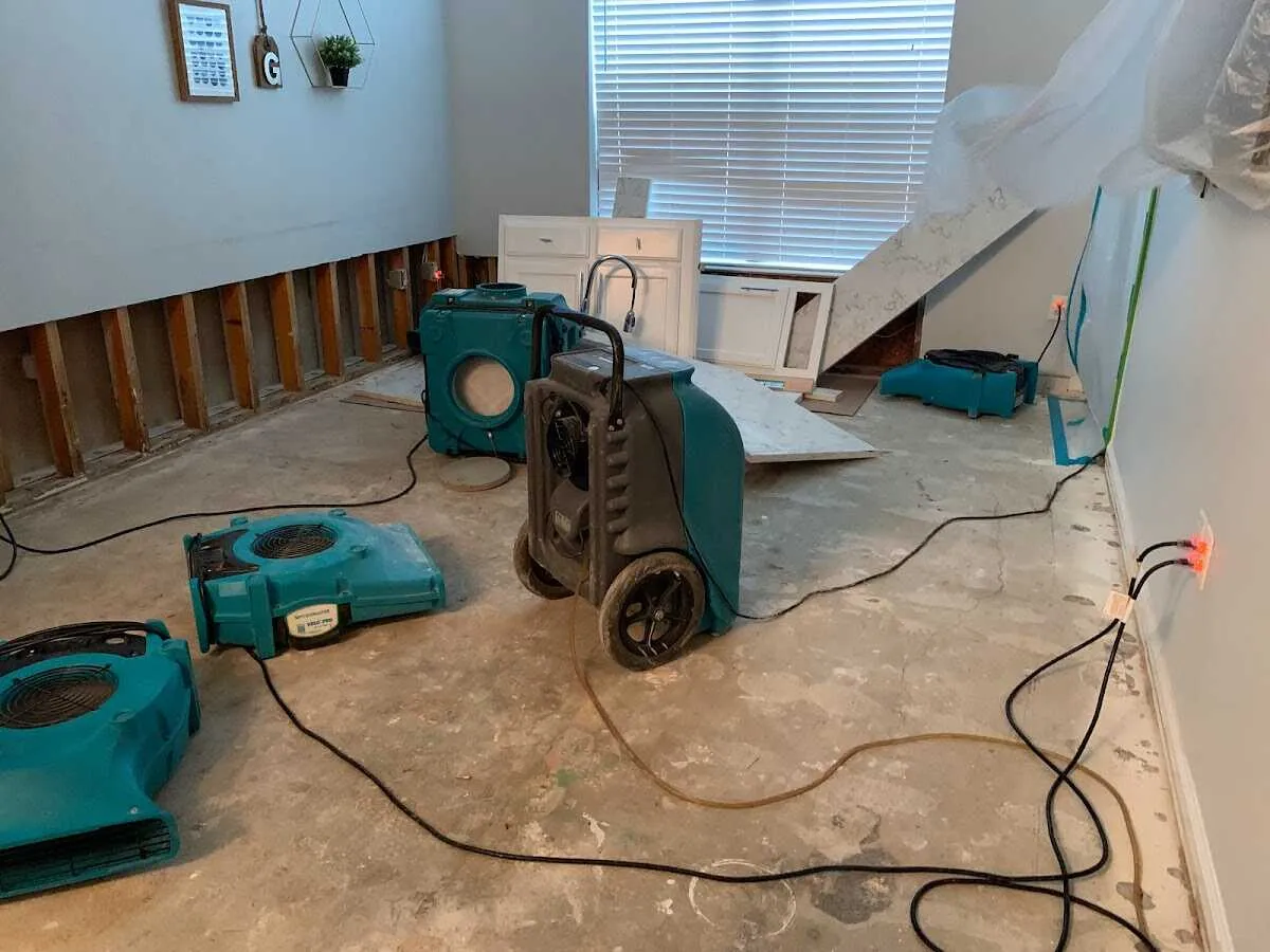Dehumidifier in flood-cut room for Water Damage Restoration in Fort Hunt